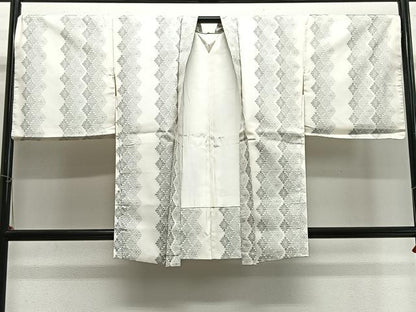 平和屋着物∞羽織　本場大島紬　白大島　花菱間道　ほていや扱い　正絹　逸品　未使用　CABH3293ua