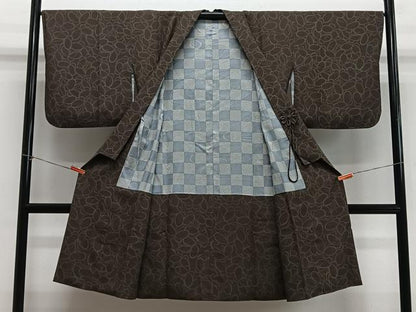 平和屋着物∞道中着　舞蝶文　ロング丈　正絹　逸品　CABH3294ua