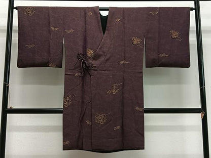 平和屋着物∞道中着　リバーシブル　お召地　黄金糸　風神雷神　正絹　逸品　CABH3295ua