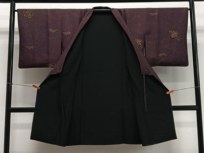 平和屋着物∞道中着　リバーシブル　お召地　黄金糸　風神雷神　正絹　逸品　CABH3295ua