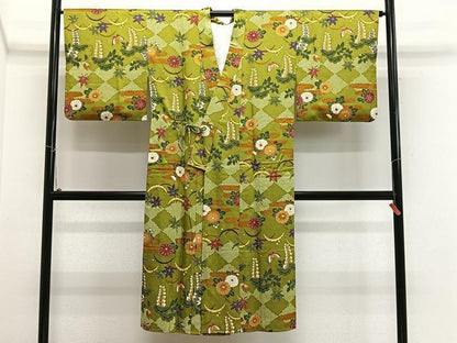 平和屋着物∞道中着　花蝶文　ロング丈　正絹　逸品　CABH3297ua