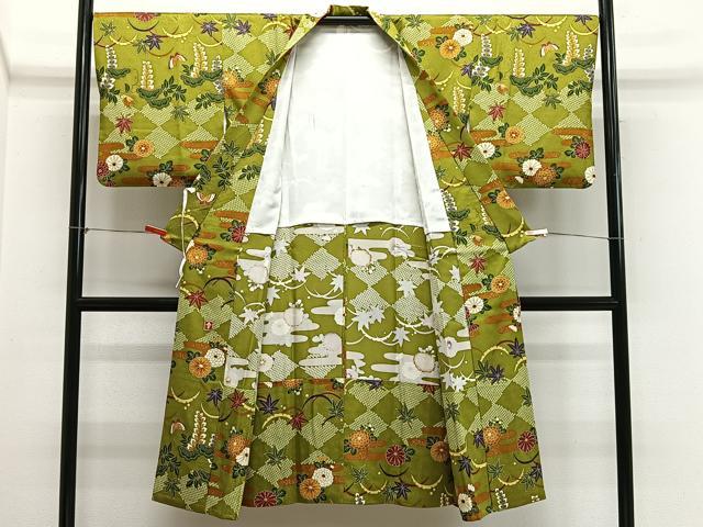 平和屋着物∞道中着　花蝶文　ロング丈　正絹　逸品　CABH3297ua
