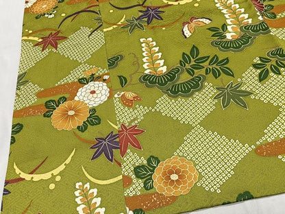 平和屋着物∞道中着　花蝶文　ロング丈　正絹　逸品　CABH3297ua