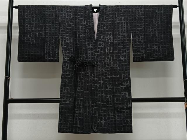 平和屋着物∞道中着　袷　幾何学文様　ロング丈　正絹　逸品　CABH3299ua