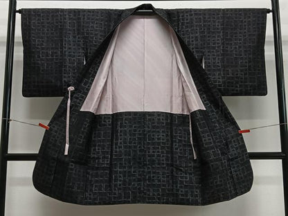 平和屋着物∞道中着　袷　幾何学文様　ロング丈　正絹　逸品　CABH3299ua