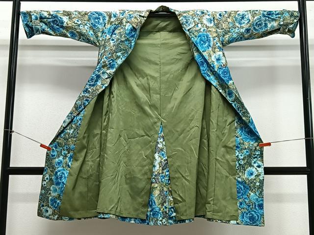 平和屋着物∞和装コート　洋花文　ロング丈　正絹　逸品　CABH3300ua