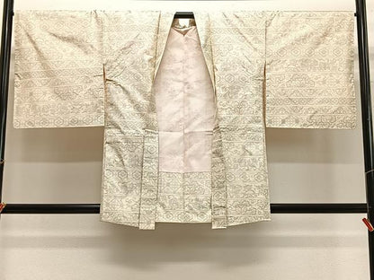 平和屋着物＃羽織　本場大島紬　白大島　横段花文　正絹　逸品　未使用　CABH3302ua