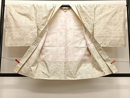 平和屋着物＃羽織　本場大島紬　白大島　横段花文　正絹　逸品　未使用　CABH3302ua