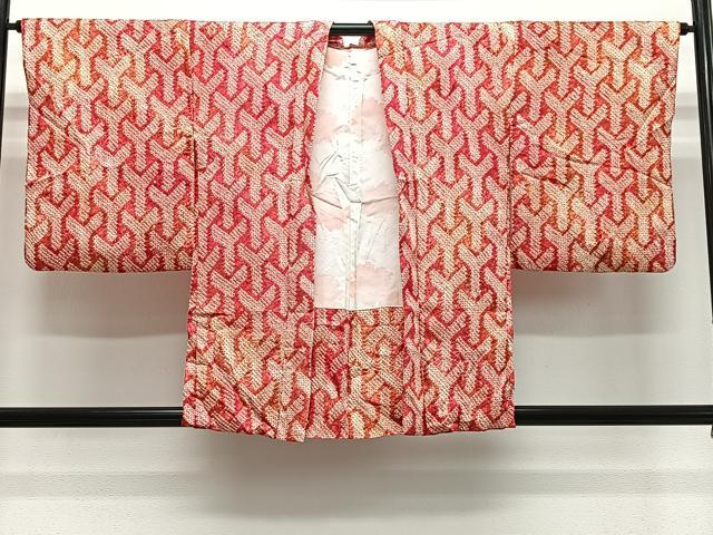 平和屋着物＃羽織　総絞り　幾何学文様　正絹　逸品　CABH3314ua
