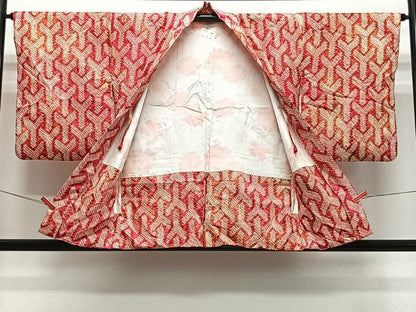 平和屋着物＃羽織　総絞り　幾何学文様　正絹　逸品　CABH3314ua