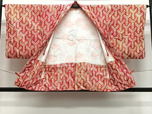 平和屋着物＃羽織　総絞り　幾何学文様　正絹　逸品　CABH3314ua