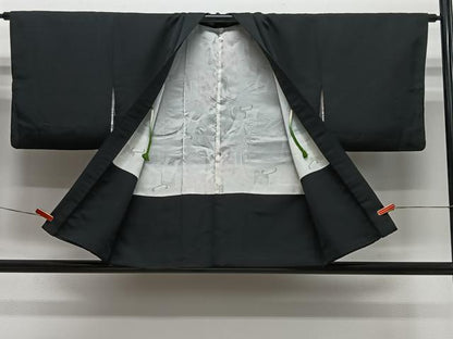 平和屋着物＃羽織　寿光織　風景文　黒地　金糸　正絹　逸品　CABH3315ua