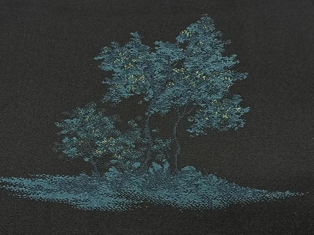 平和屋着物＃羽織　寿光織　風景文　黒地　金糸　正絹　逸品　CABH3315ua