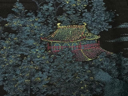 平和屋着物＃羽織　寿光織　風景文　黒地　金糸　正絹　逸品　CABH3315ua