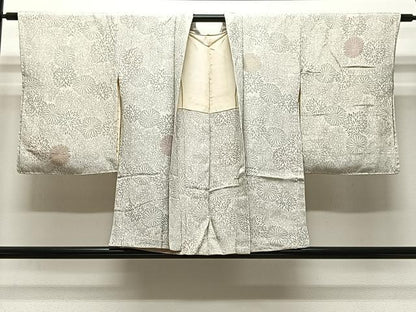 平和屋着物＃羽織　寿光織　菊文　銀糸　正絹　逸品　CABH3317ua