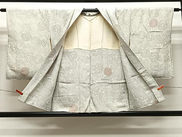 平和屋着物＃羽織　寿光織　菊文　銀糸　正絹　逸品　CABH3317ua