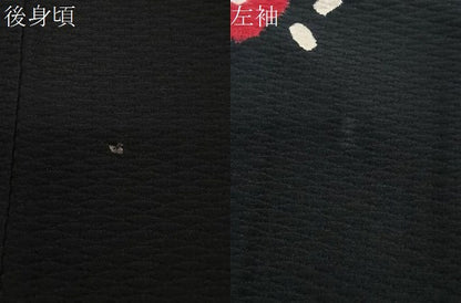 平和屋着物＃羽織　絞り　枝花文　黒地　正絹　逸品　CABH3321ua