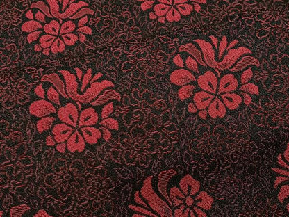 平和屋着物＃羽織　単衣　お召地　草花文　黒地　正絹　逸品　CABH3322ua
