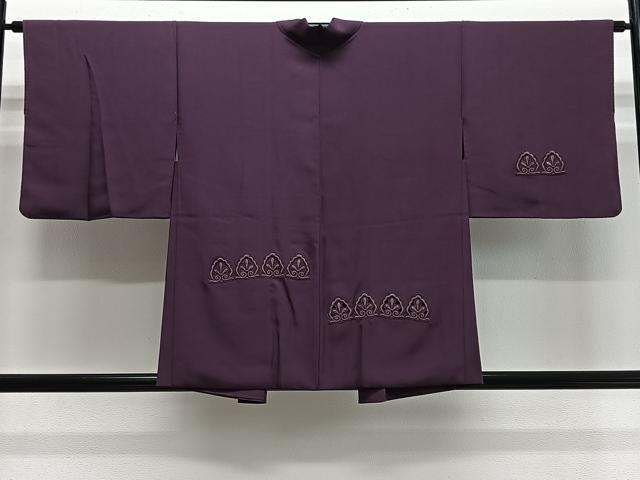平和屋着物＃羽織　ドロンワーク　洋花文　桑の実色　正絹　逸品　CABH3325ua