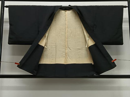 平和屋着物＃羽織　寿光織　風景文　黒地　金糸　正絹　逸品　CABH3328ua