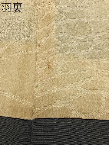 平和屋着物＃羽織　寿光織　風景文　黒地　金糸　正絹　逸品　CABH3328ua