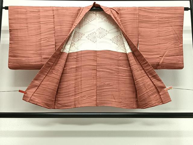 平和屋着物＃羽織　地紋起こし　横段文　正絹　逸品　CABH3330ua
