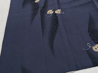 平和屋着物＃道中着　丸文　ロング丈　正絹　逸品　CABH3331ua