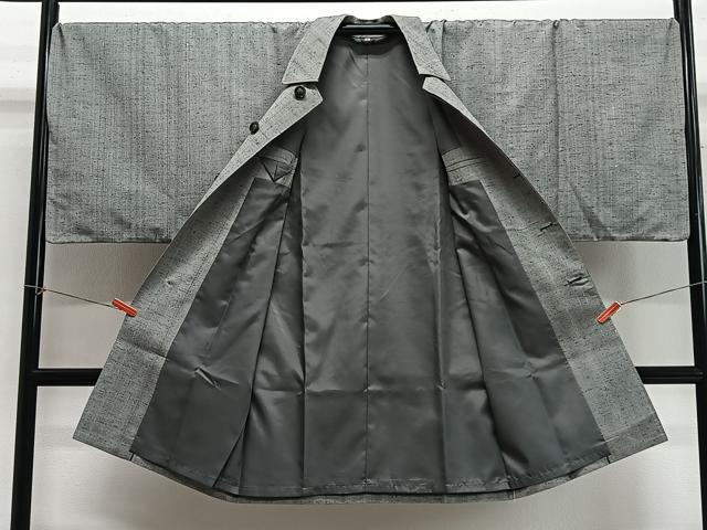 平和屋着物＃男性　角袖　薄墨色　キングサイズ　正絹　逸品　CABH3334ua