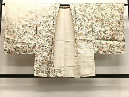 平和屋着物＃羽織　寿光織　草花文　金銀糸　正絹　逸品　CABH3336ua