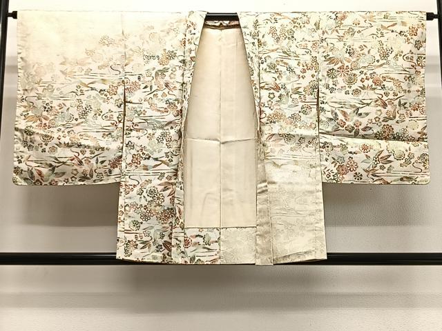 平和屋着物＃羽織　寿光織　草花文　金銀糸　正絹　逸品　CABH3336ua