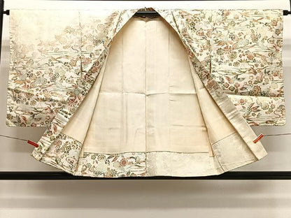 平和屋着物＃羽織　寿光織　草花文　金銀糸　正絹　逸品　CABH3336ua