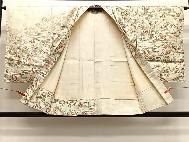 平和屋着物＃羽織　寿光織　草花文　金銀糸　正絹　逸品　CABH3336ua