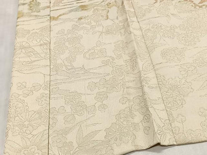 平和屋着物＃羽織　寿光織　草花文　金銀糸　正絹　逸品　CABH3336ua