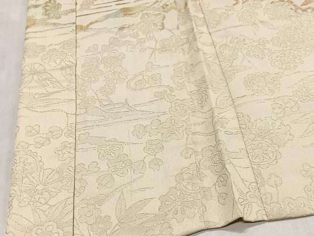 平和屋着物＃羽織　寿光織　草花文　金銀糸　正絹　逸品　CABH3336ua