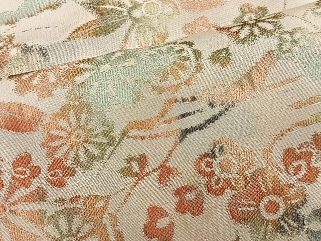 平和屋着物＃羽織　寿光織　草花文　金銀糸　正絹　逸品　CABH3336ua