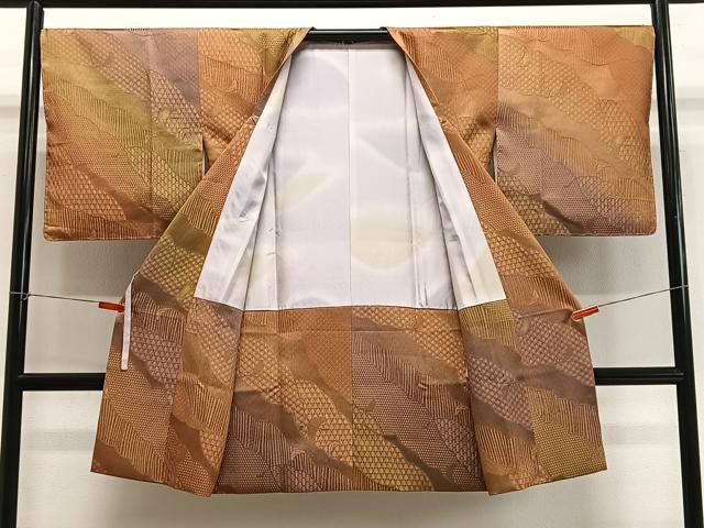 平和屋着物＃道行コート　枝葉地紋　暈し染め　正絹　逸品　CABH3337ua