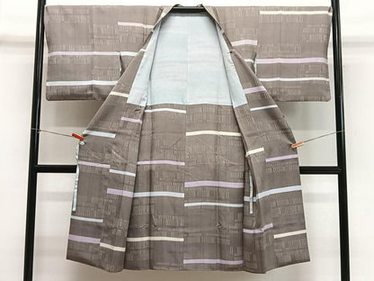 平和屋着物＃道行コート　横段文　正絹　逸品　CABH3341ua