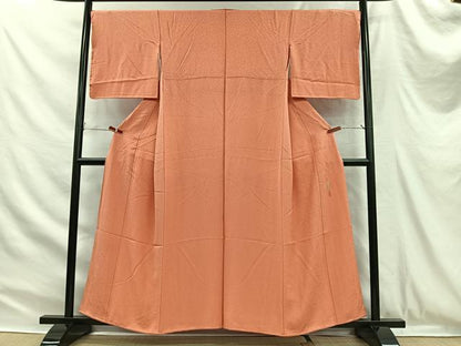 平和屋着物■本草木染作家　瑞寶　色無地　草花地紋　薄紅色　正絹　逸品　CABH3363ua