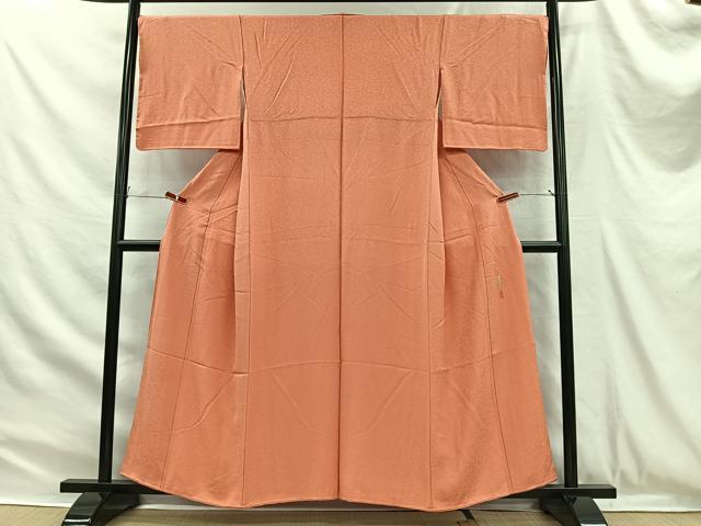 平和屋着物■本草木染作家　瑞寶　色無地　草花地紋　薄紅色　正絹　逸品　CABH3363ua