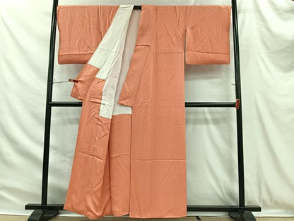 平和屋着物■本草木染作家　瑞寶　色無地　草花地紋　薄紅色　正絹　逸品　CABH3363ua