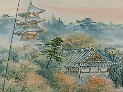 平和屋着物■豪華黒留袖　手描き　風景文　暈し染め　正絹　逸品　CABH3370ua