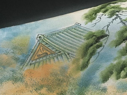 平和屋着物■豪華黒留袖　手描き　風景文　暈し染め　正絹　逸品　CABH3370ua