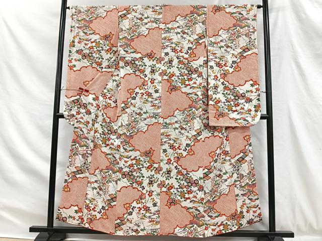 平和屋着物■豪華振袖　草花風景文　正絹　逸品　CABH3371ua