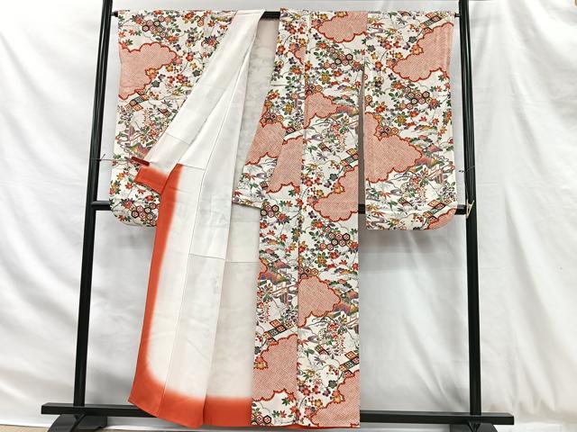 平和屋着物■豪華振袖　草花風景文　正絹　逸品　CABH3371ua