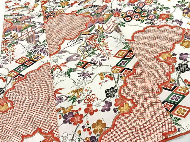 平和屋着物■豪華振袖　草花風景文　正絹　逸品　CABH3371ua