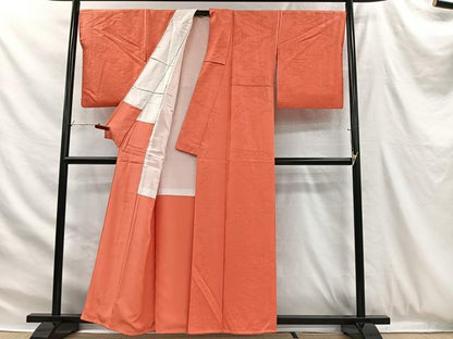 平和屋着物■上質な色無地　正倉院花地紋　甚三紅色　正絹　逸品　CABH3374ua