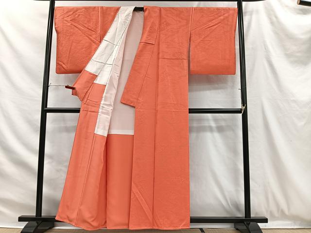 平和屋着物■上質な色無地　正倉院花地紋　甚三紅色　正絹　逸品　CABH3374ua