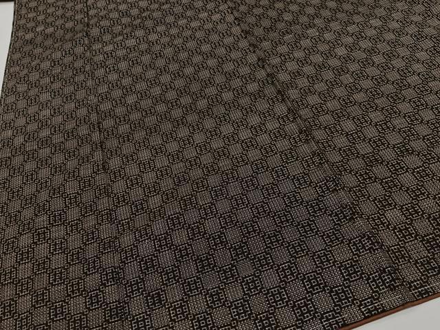 平和屋着物■上質な紬　井桁文様　正絹　逸品　未使用　CABH3375ua