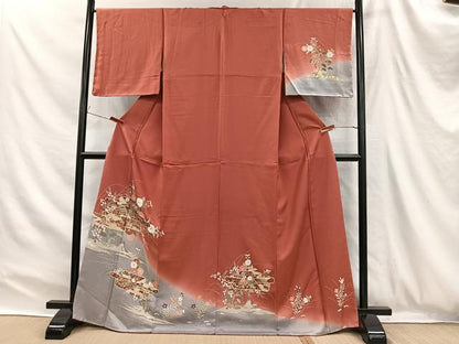 平和屋着物■訪問着　エ霞草花文　暈し染め　金銀糸　正絹　逸品　CABH3376ua