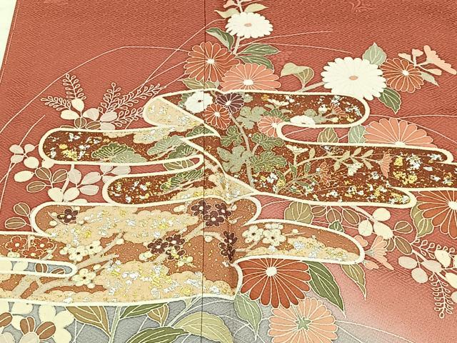 平和屋着物■訪問着　エ霞草花文　暈し染め　金銀糸　正絹　逸品　CABH3376ua